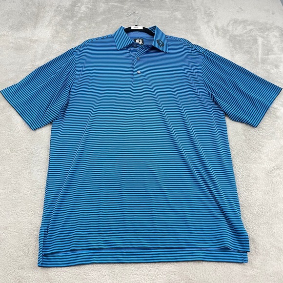 FootJoy Other - FJ Footjoy Polo Golf Shirt Mens M Blue Black Striped Performance Athletic Preppy